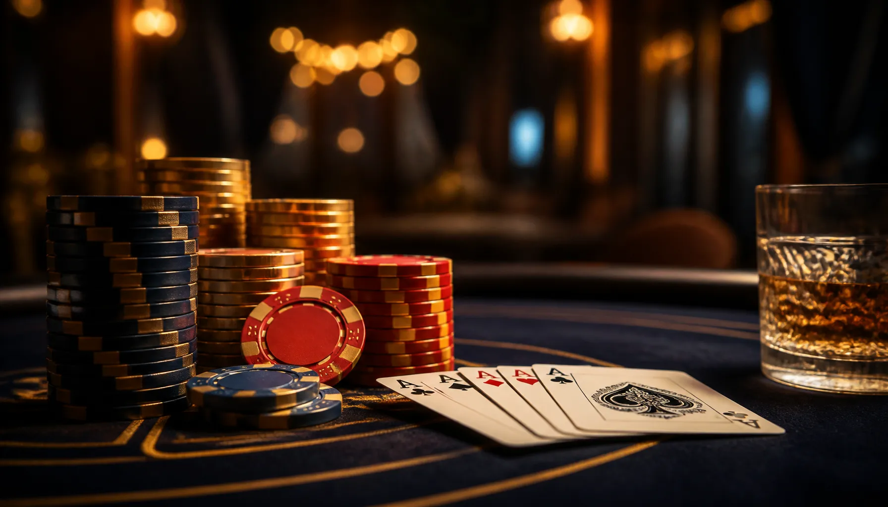 Close-up of gleaming gold coins scattered on deep emerald velvet surface with dramatic cinematic lighting
